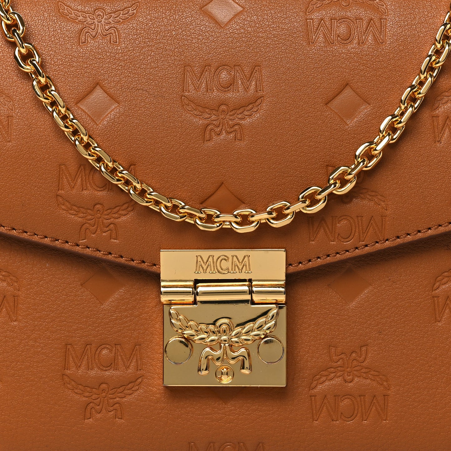 Calfskin Ottomar Monogram Medium Millie Crossbody Bag Cognac