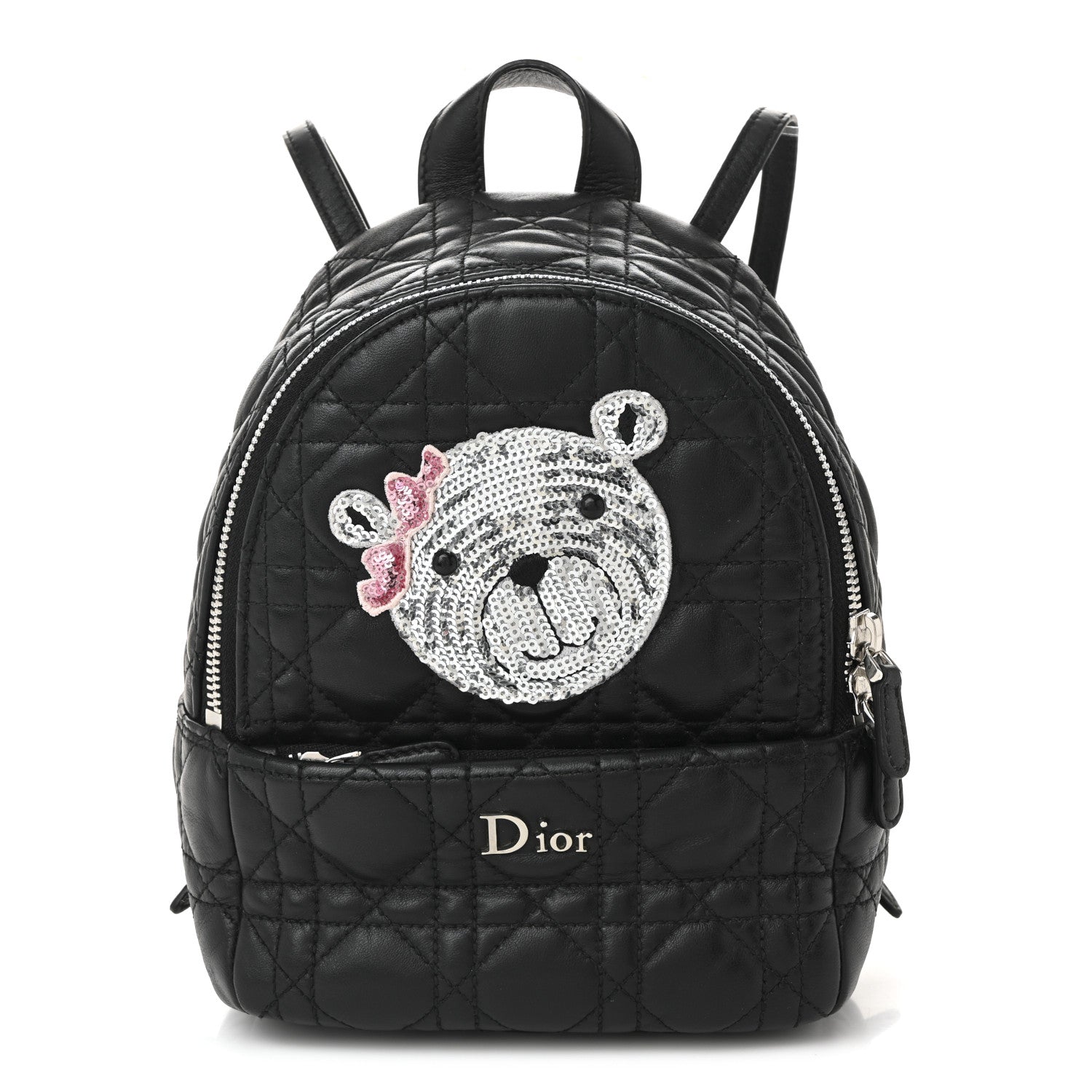 Christian Dior Lambskin Cannage Sequin Bear Mini Backpack Black 1 of 10