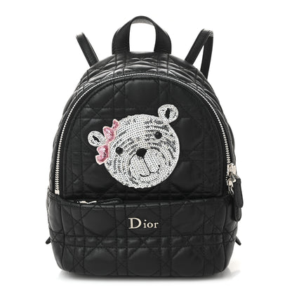 Christian Dior Lambskin Cannage Sequin Bear Mini Backpack Black 1 of 10