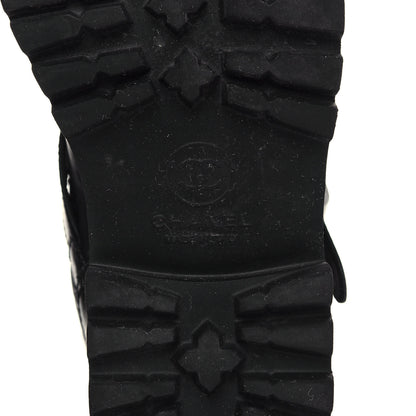 Chanel Calfskin Tweed Nylon Printed Boots 37 Black 6 of 7