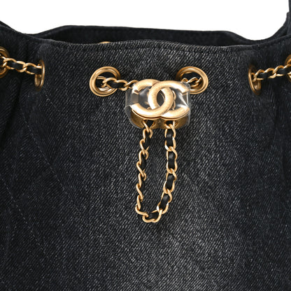 Chanel Washed Denim Quilted Mini Chanel 25 Handbag Black 8 of 10