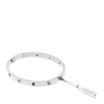 Cartier 18K White Gold Aquamarine Sapphire Spinel Amethyst LOVE Bracelet 19 5 of 6