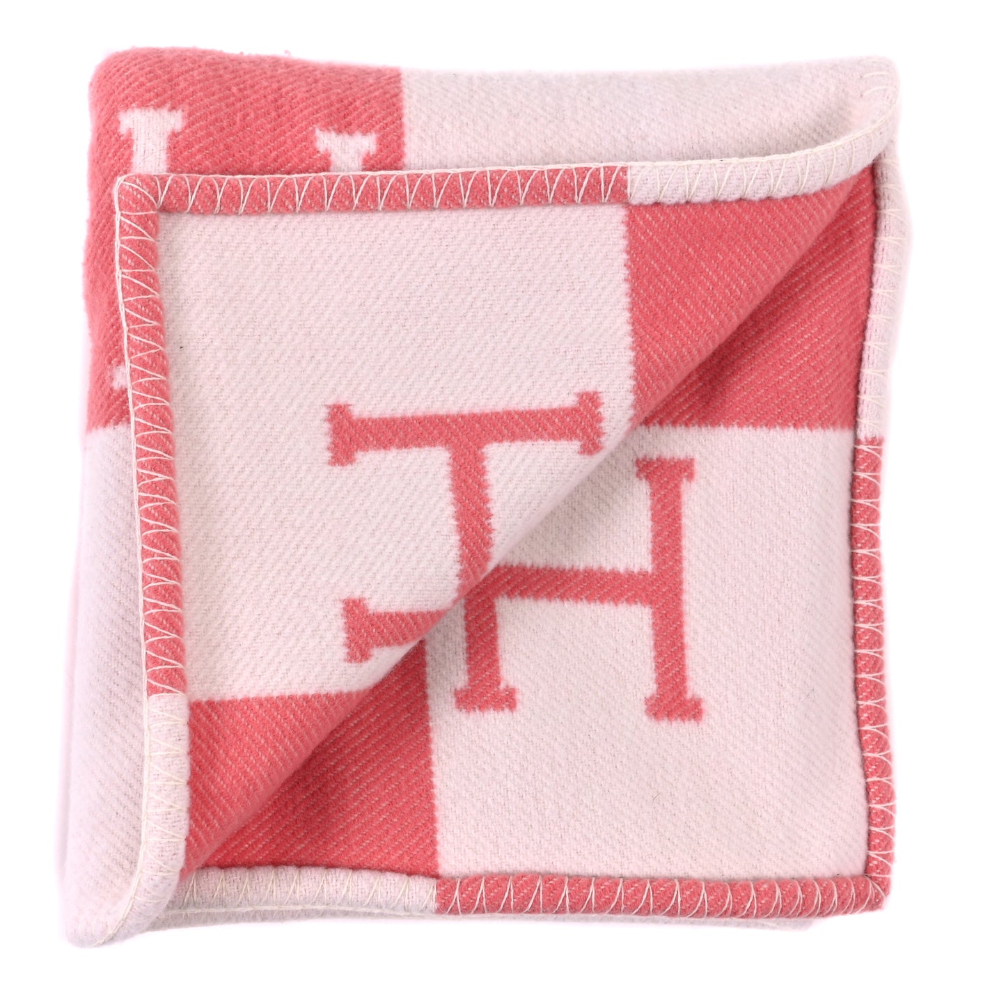 Wool Cashmere Avalon Baby Blanket Rose Airelle White