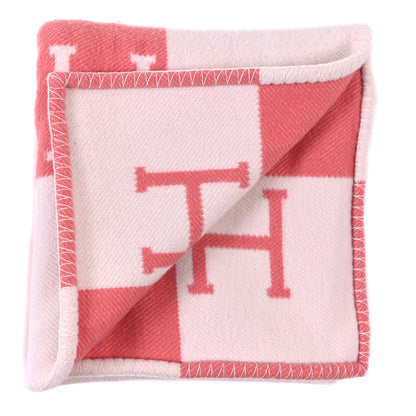 Hermes Wool Cashmere Avalon Baby Blanket Rose Airelle White 2 of 3