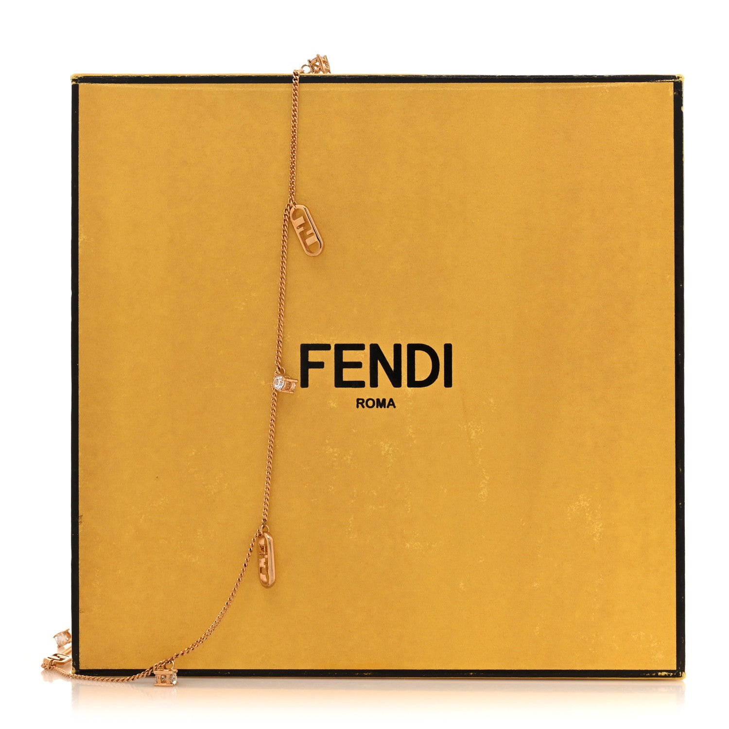 Fendi Metal Crystal Fendi O'Lock Long Necklace Gold 6 of 6