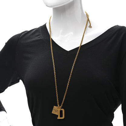 Christian Dior Metal D Letter Necklace Aged Gold 2 of 6