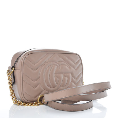 Gucci Calfskin Matelasse Mini GG Marmont Chain Shoulder Bag Porcelain Rose 3 of 10