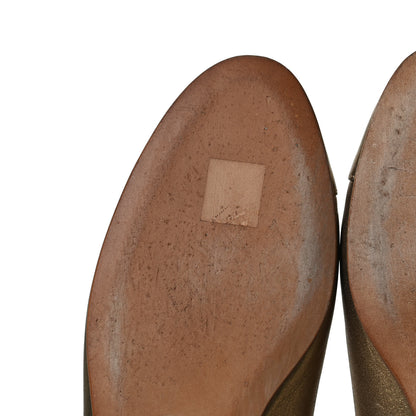 Chanel Metallic Lambskin CC Cap Toe Ballerina Flats 41 Bronze 10 of 14