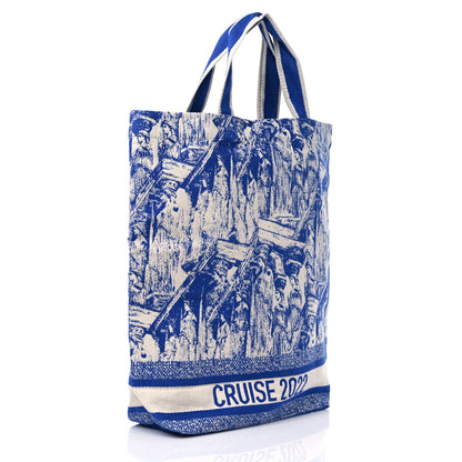 Christian Dior Canvas Print Cruise Tote Ivory Blue 3 of 8