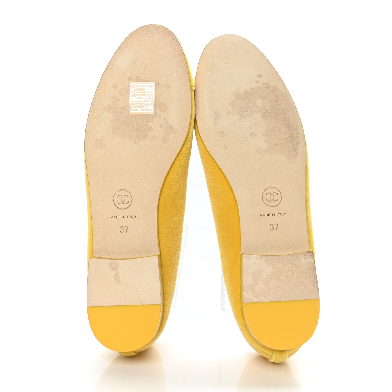 Chanel Velvet Cap Toe Ballerina Flats 37 Yellow 5 of 9