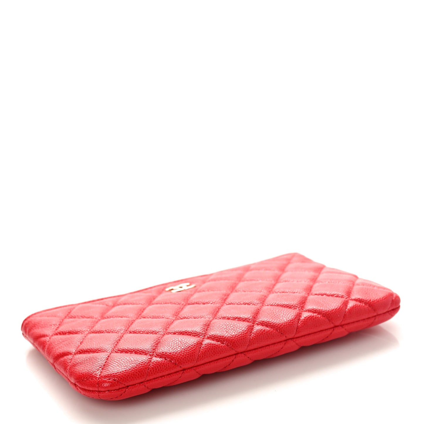 Shiny Caviar Quilted Cosmetic Case Red
