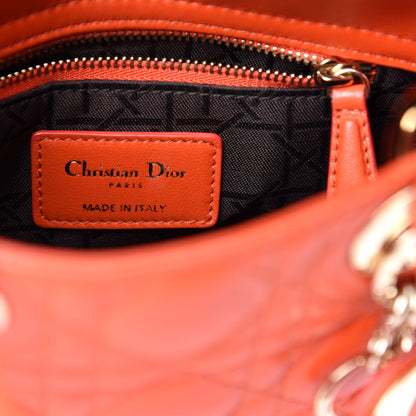 Christian Dior Lambskin Cannage Mini Lady Dior Orange 8 of 10