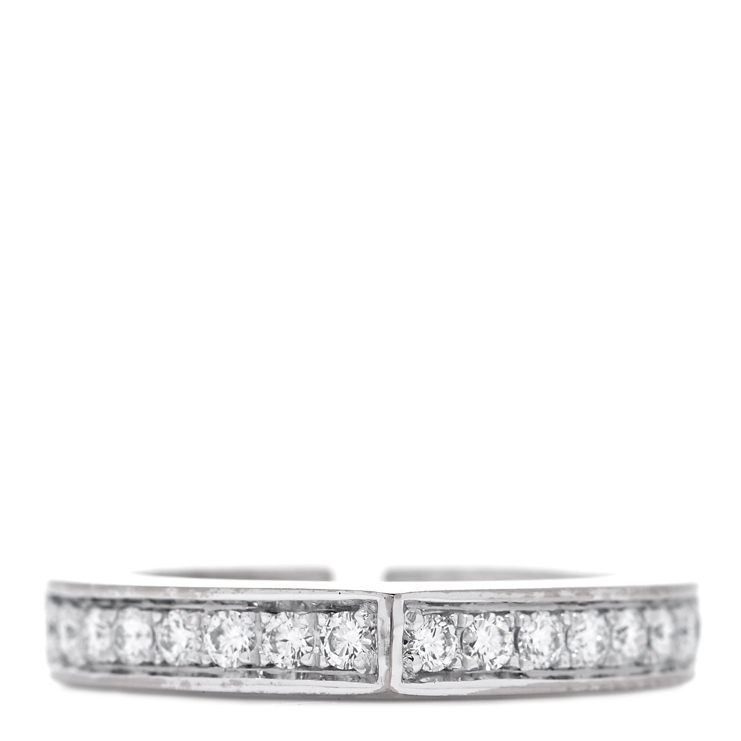 Cartier 18K White Gold Diamond Flat C Ring 51 5.75 1 of 5