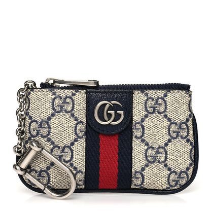 Gucci GG Supreme Monogram Web Ophidia Key Case Beige Blue 1 of 8