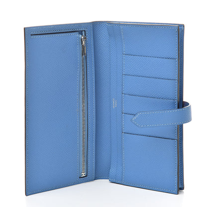 Hermes Epsom Bicolor Bearn Gusset Wallet Orange Poppy Bleu Paradis 5 of 8