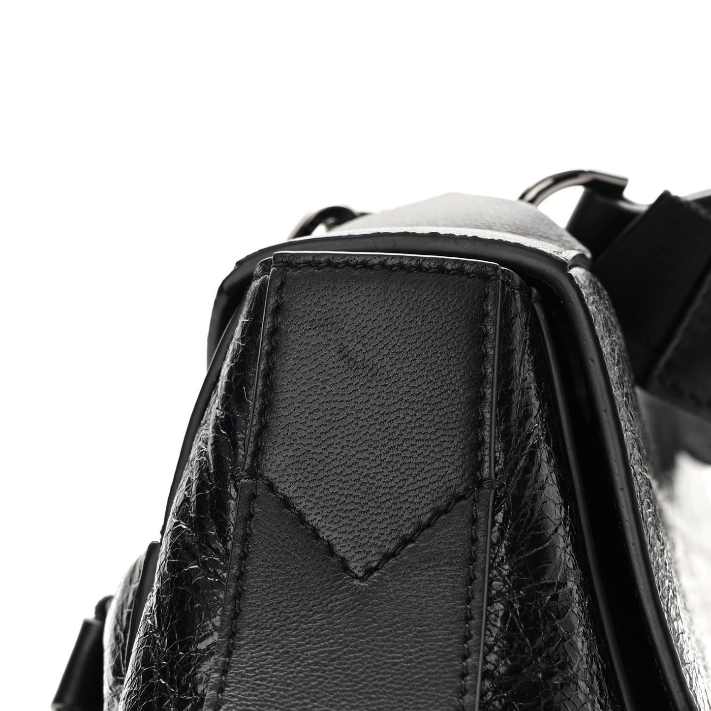 Creased Patent Calfskin Medium ID Flap Black