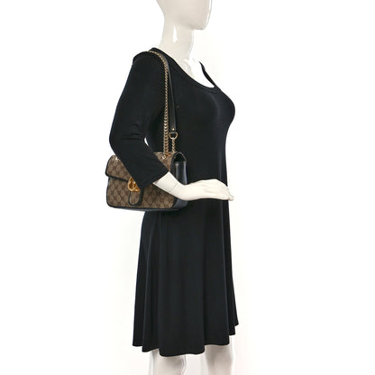 Gucci Monogram Matelasse Diagonal Small GG Marmont Shoulder Bag Beige Black 2 of 9