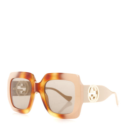 Gucci Acetate Square Frame Chain Sunglasses GG1022S Brown 1 of 7