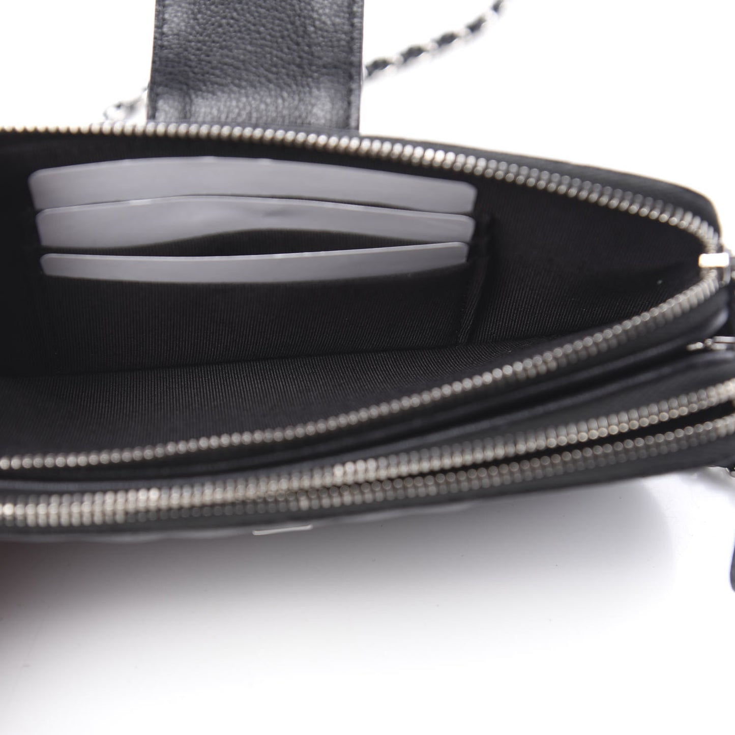 Grained Calfskin Quilted CC Box Clutch With Chain Black