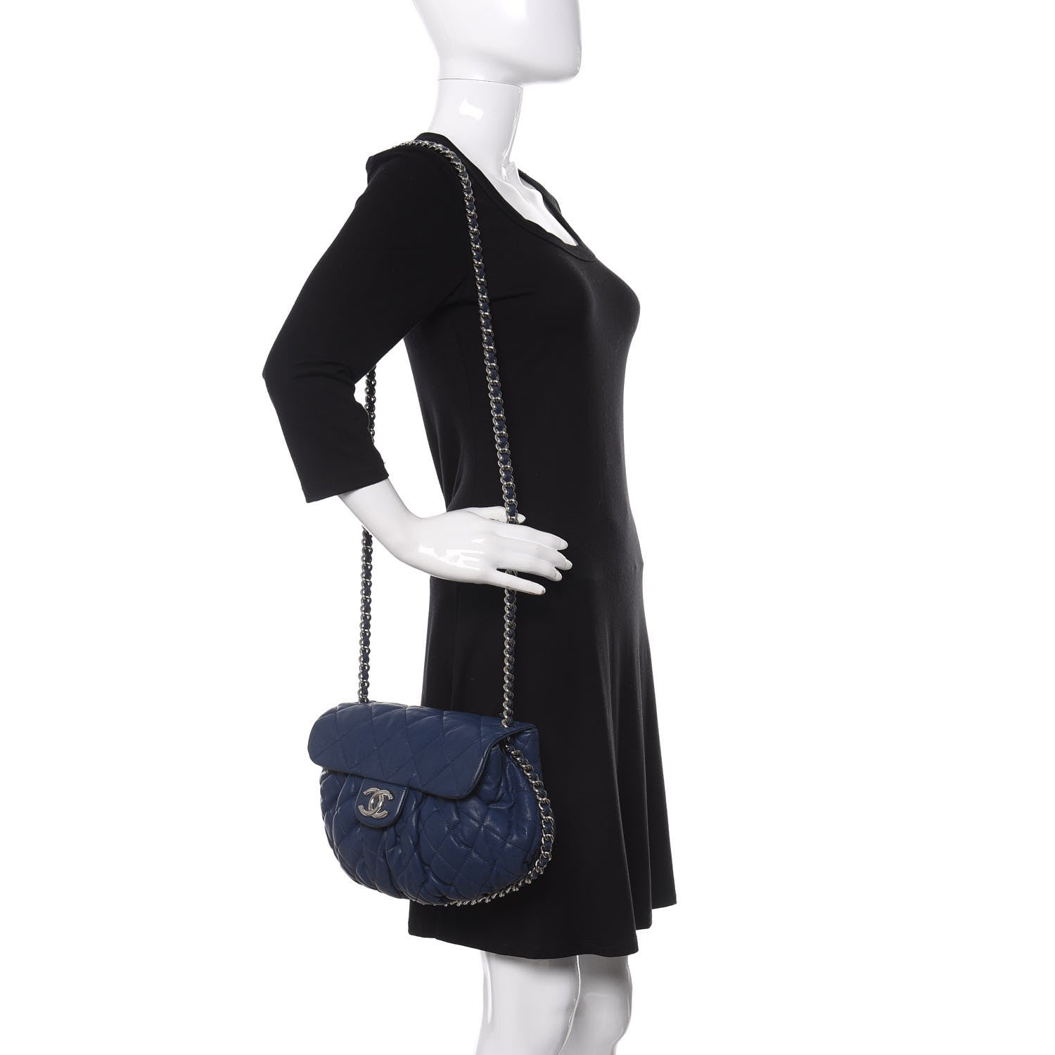 Chanel Washed Lambskin Quilted Medium Chain Around Messenger Blue 2 of 11