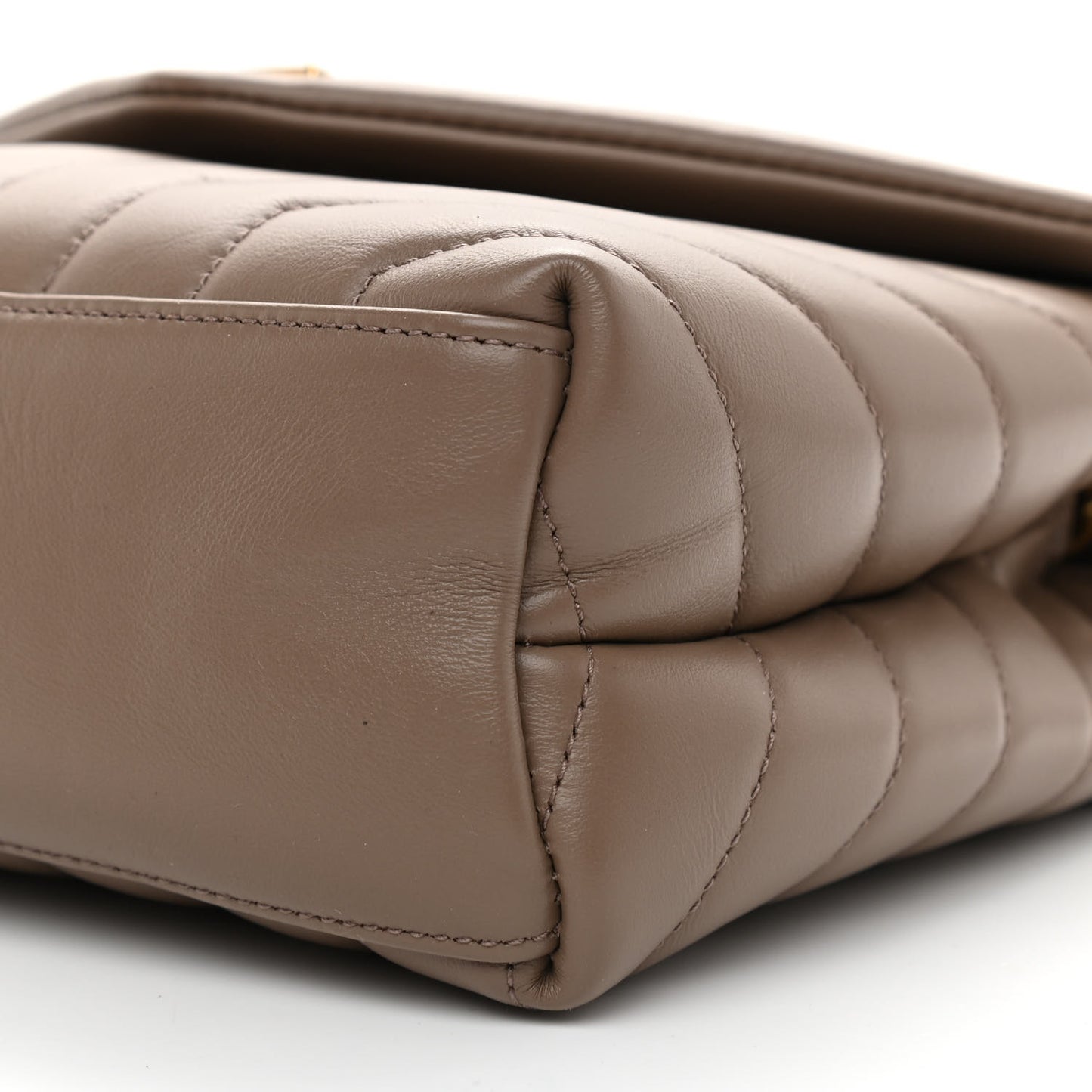 Calfskin Y Quilted Monogram Small Loulou Chain Satchel Dark Beige