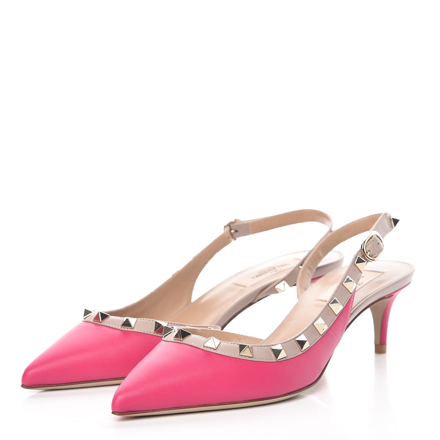 Valentino Garavani Nappa Rockstud Half D'Orsay Slingback 50mm Pumps 37 Disco Pink Poudre 3 of 10