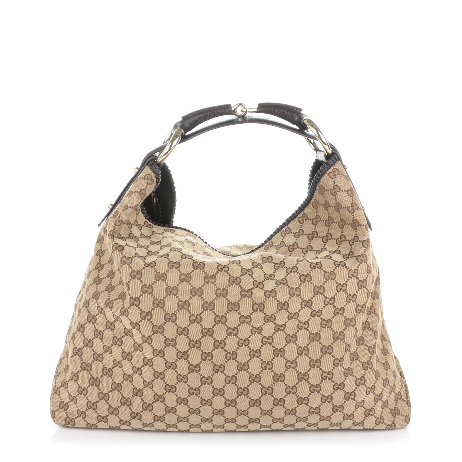 Gucci Monogram Large Horsebit Chain Hobo Dark Brown 1 of 6