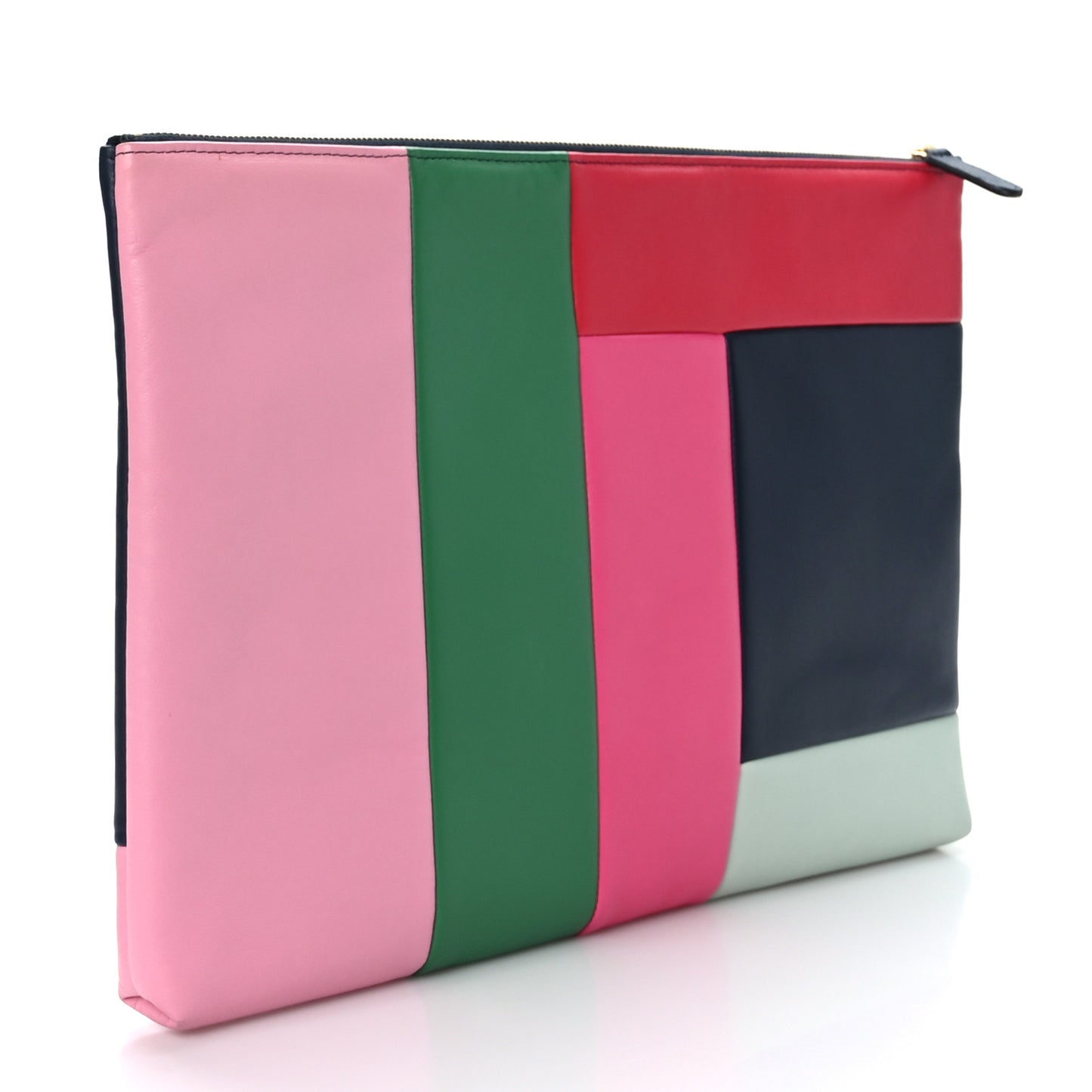 Lambskin Colorblock Cosmetic Case Multicolor