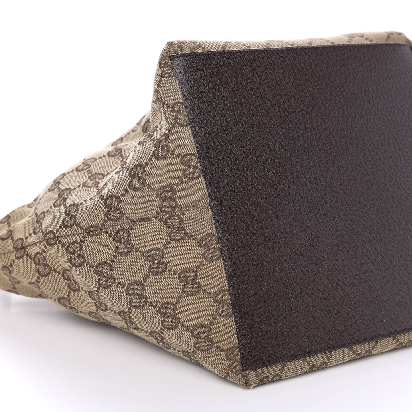 GG Monogram Medium Web Handle Bucket Tote Dark Brown