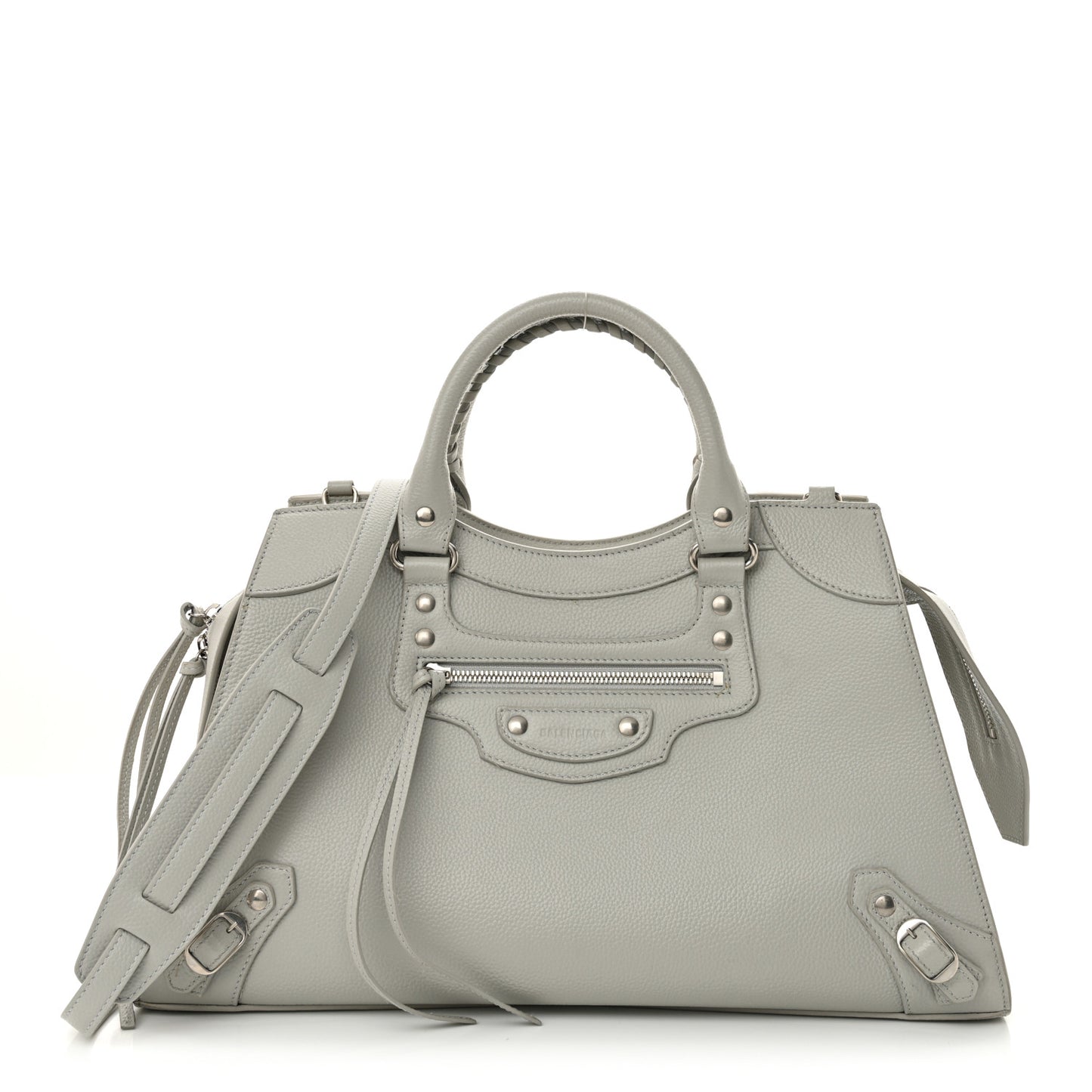 Grained Calfskin Silver Hardware Neo Classic City Light Grey
