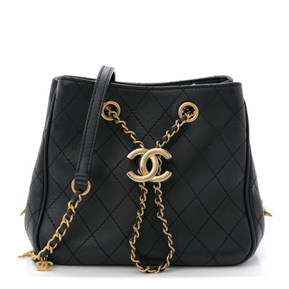 Chanel Calfskin Stitched Small Egyptian Amulet Drawstring Bag Black 1 of 11