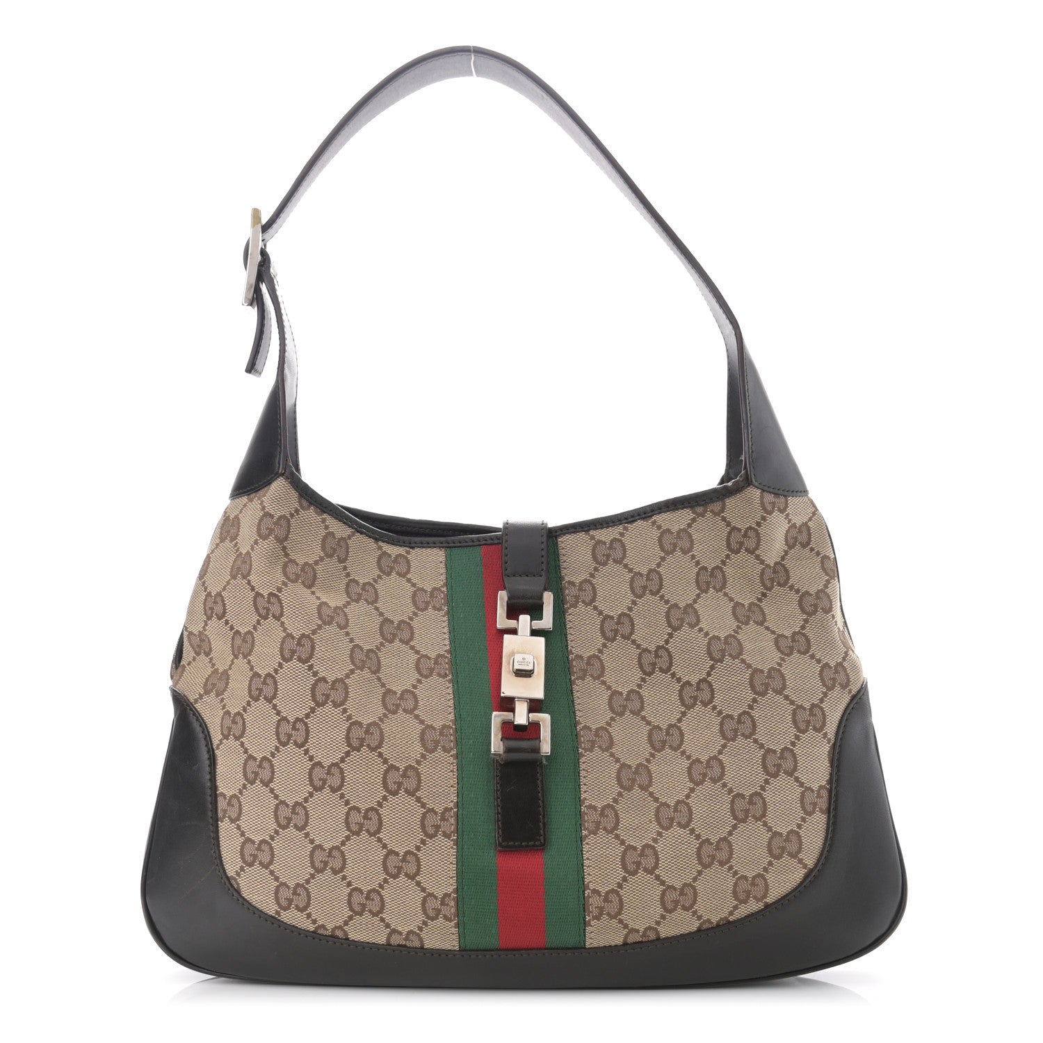 Gucci Monogram Web Jackie O Hobo Dark Brown 1 of 12
