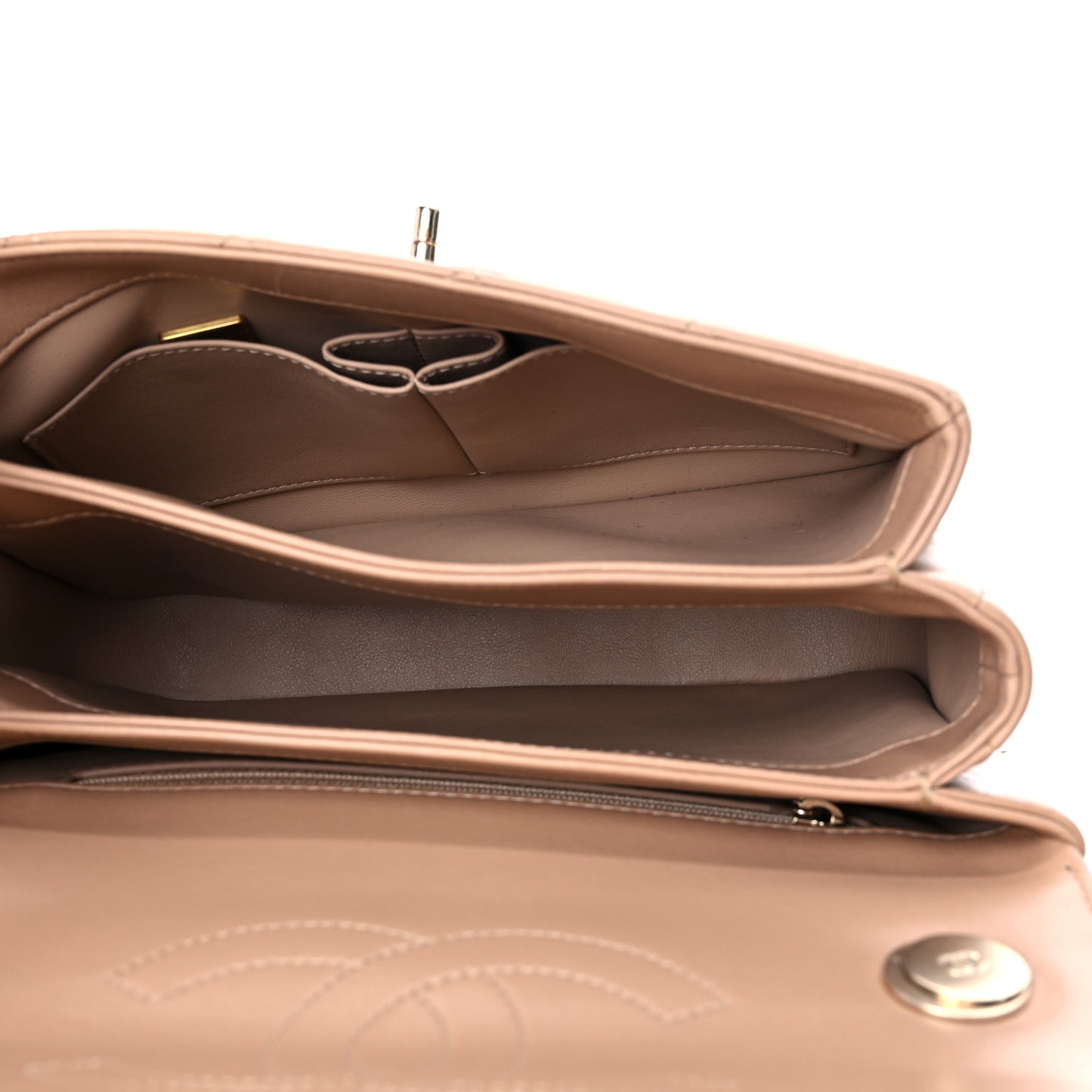 Lambskin Quilted Small Trendy CC Dual Handle Flap Bag Beige