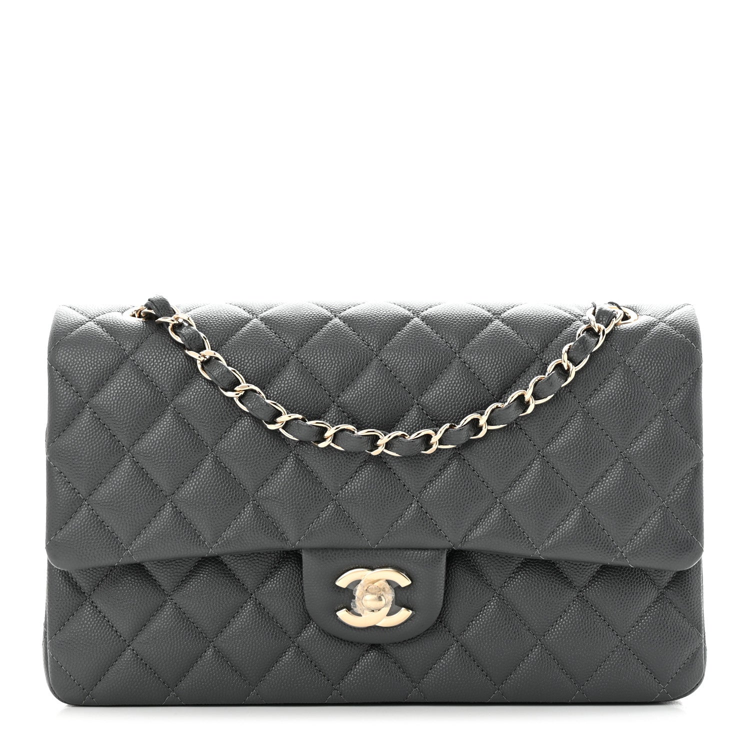 Chanel Caviar Quilted Medium Double Flap Dark Grey 1 of 11