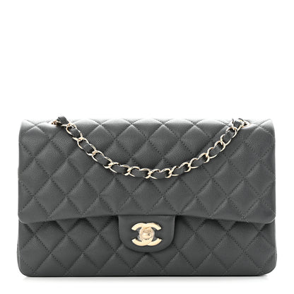Chanel Caviar Quilted Medium Double Flap Dark Grey 1 of 11