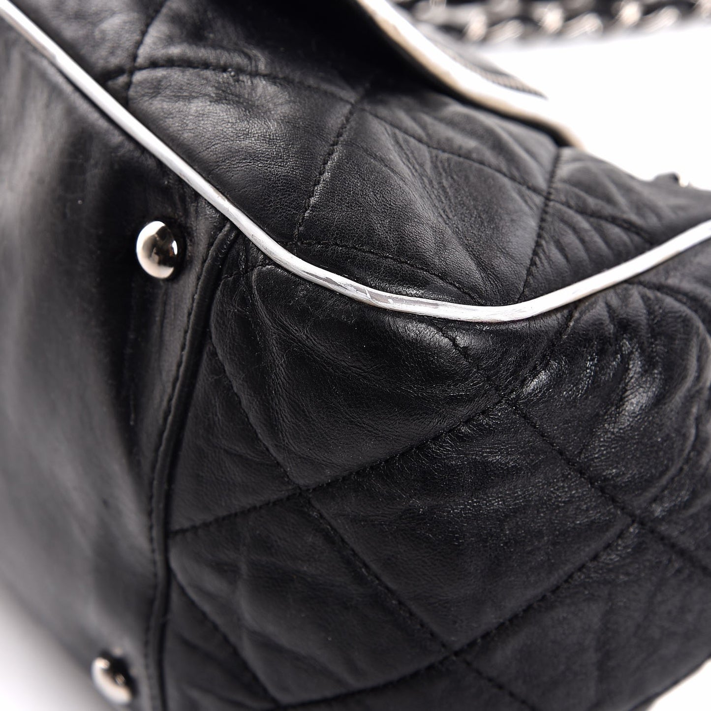 Lambskin Quilted East West Accordion Flap Black