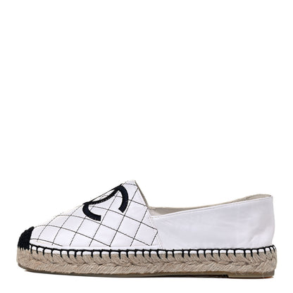 Chanel Lambskin Stitched CC Espadrilles 39 White Black 1 of 5