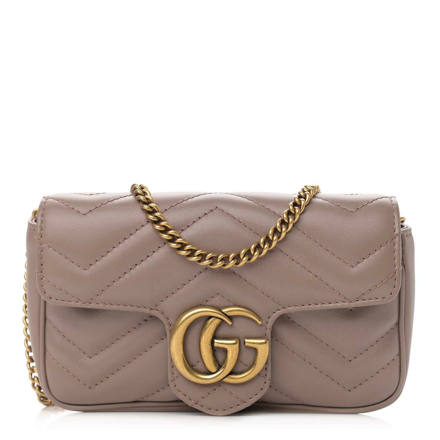 Calfskin Matelasse Super Mini GG Marmont Shoulder Bag Porcelain Rose
