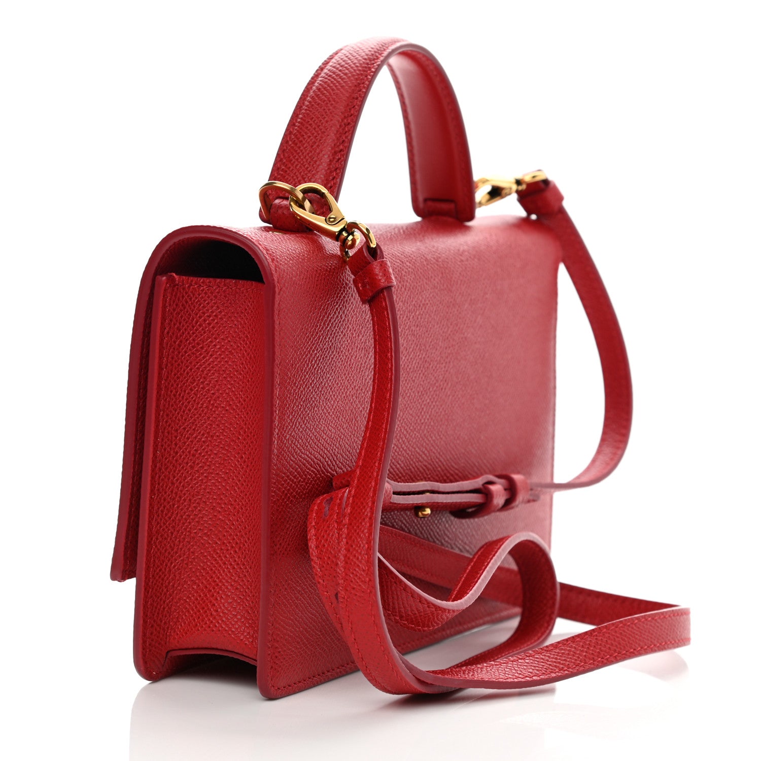 Salvatore Ferragamo Hammered Calfskin Gancini Minibag Red 3 of 9