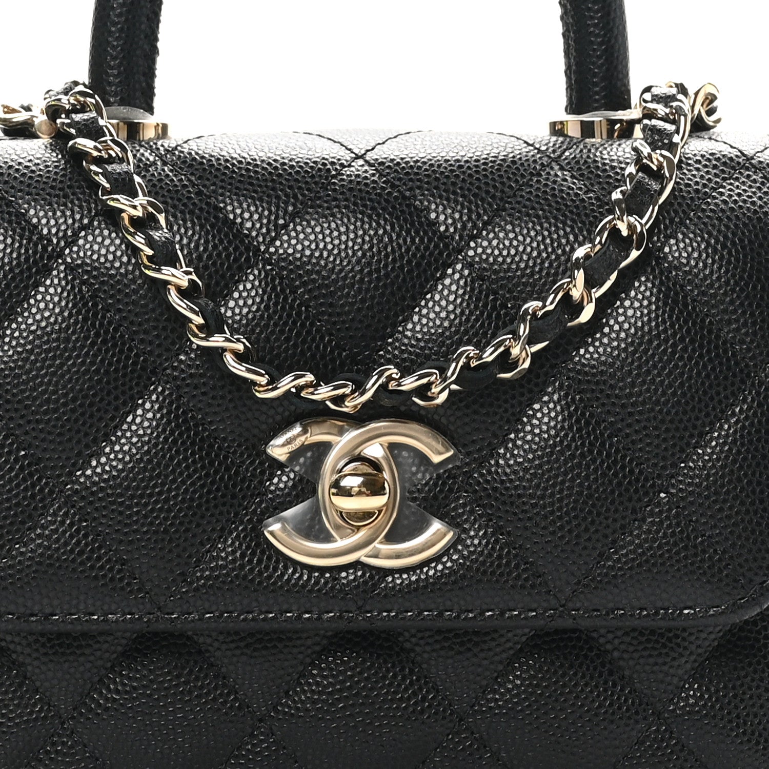 Chanel Caviar Quilted Coco Handle Clutch With Chain Black 8 of 11
