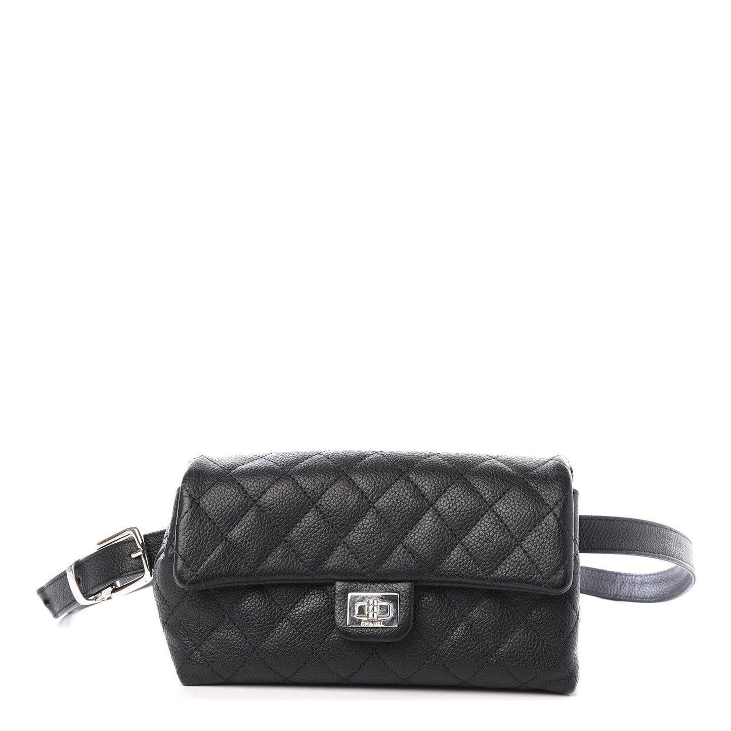 Grained Calfskin Quilted 2.55 Reissue Flap Belt Bag Clutch Black