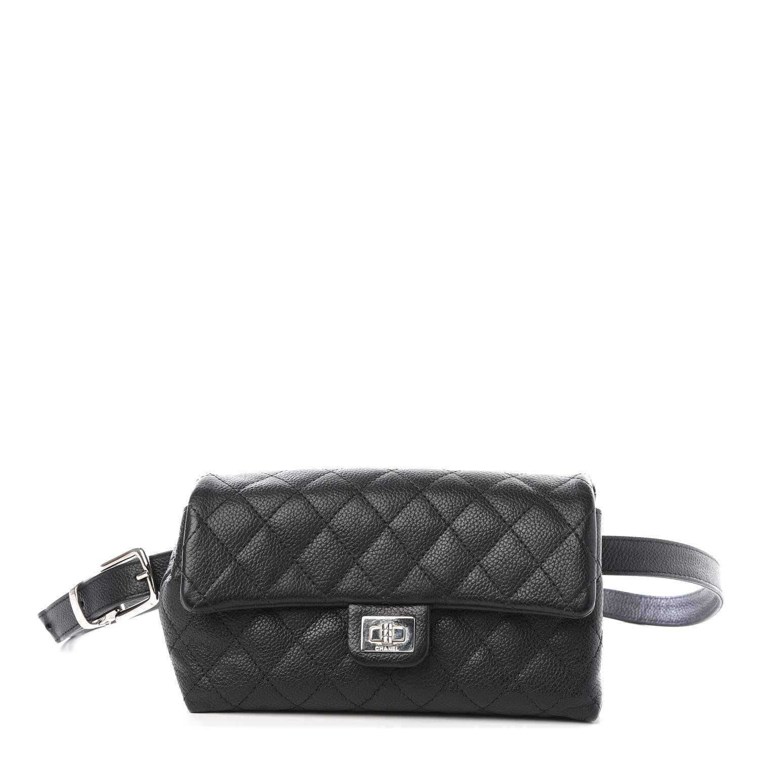 Chanel Grained Calfskin Quilted 2.55 Reissue Flap Belt Bag Clutch Black 1 of 13