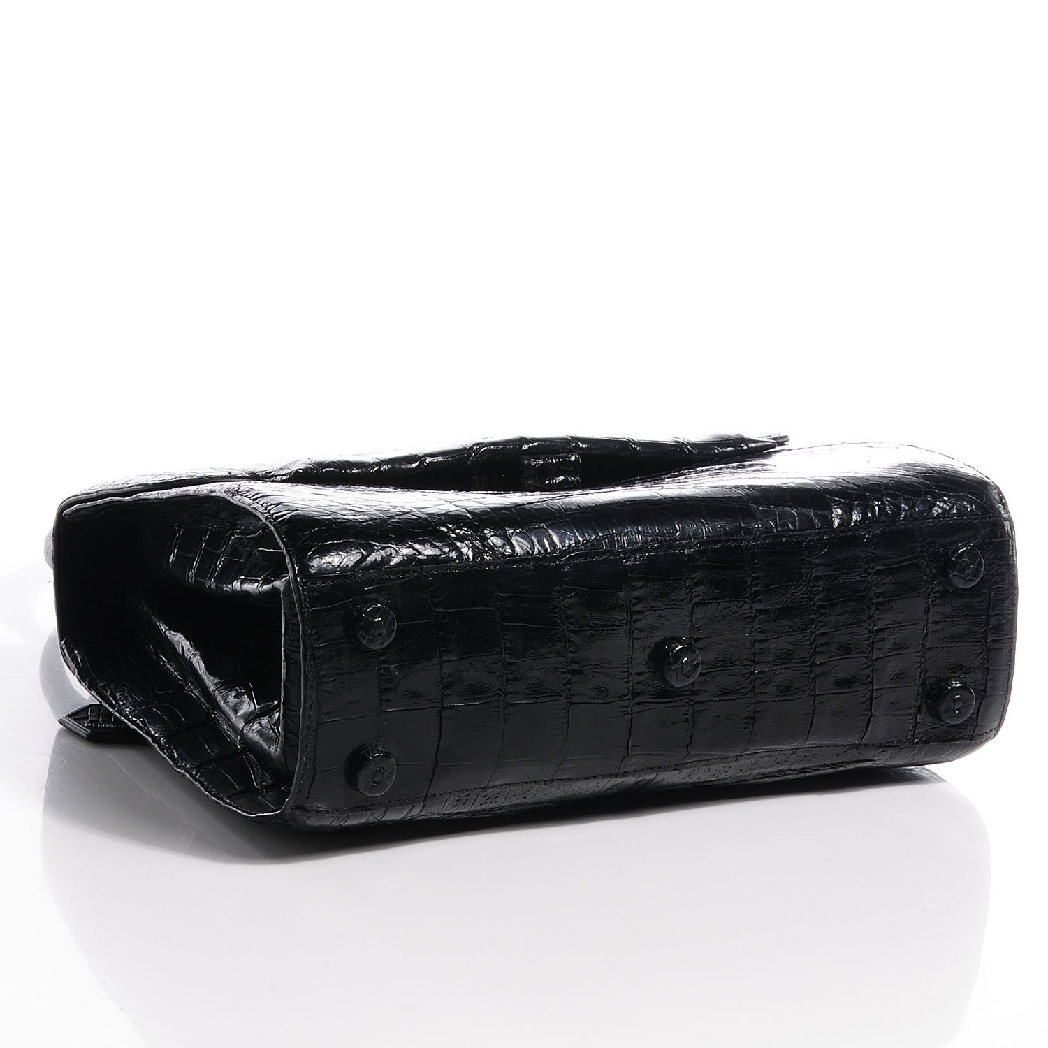 Nancy Gonzalez Shiny Crocodile Top Handle Bag Black 4 of 9