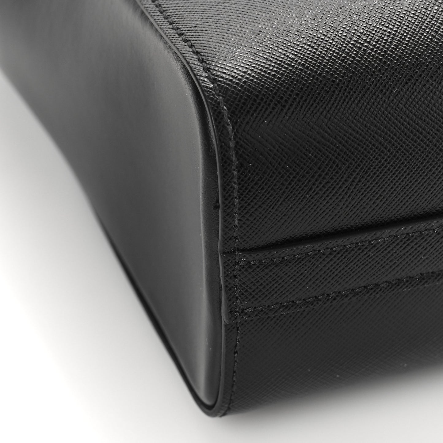 Saffiano Soft Calfskin Small Zippered Tote Black