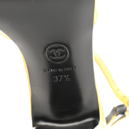 Chanel Patent CC Ankle Strap Sandals 37.5 Yellow 8 of 11