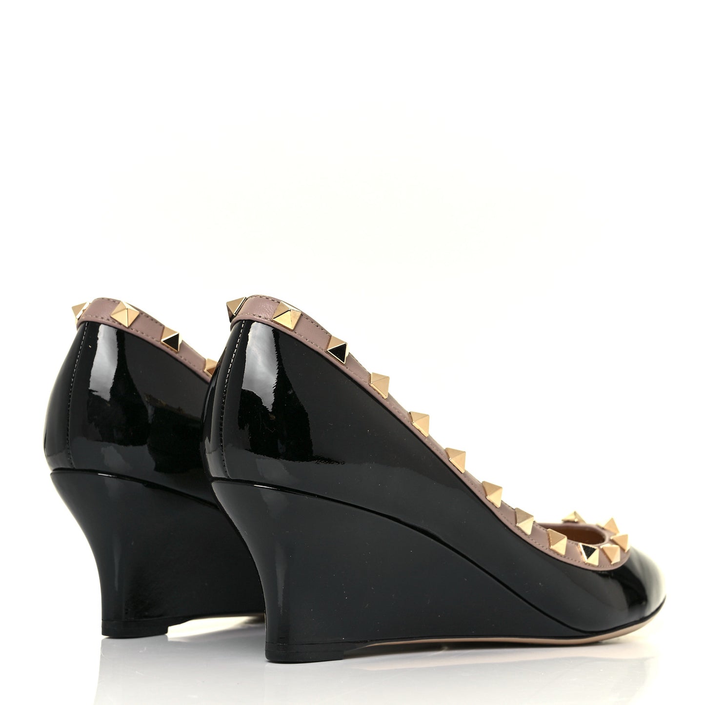 Patent Rockstud 70mm Wedges 39 Black Poudre