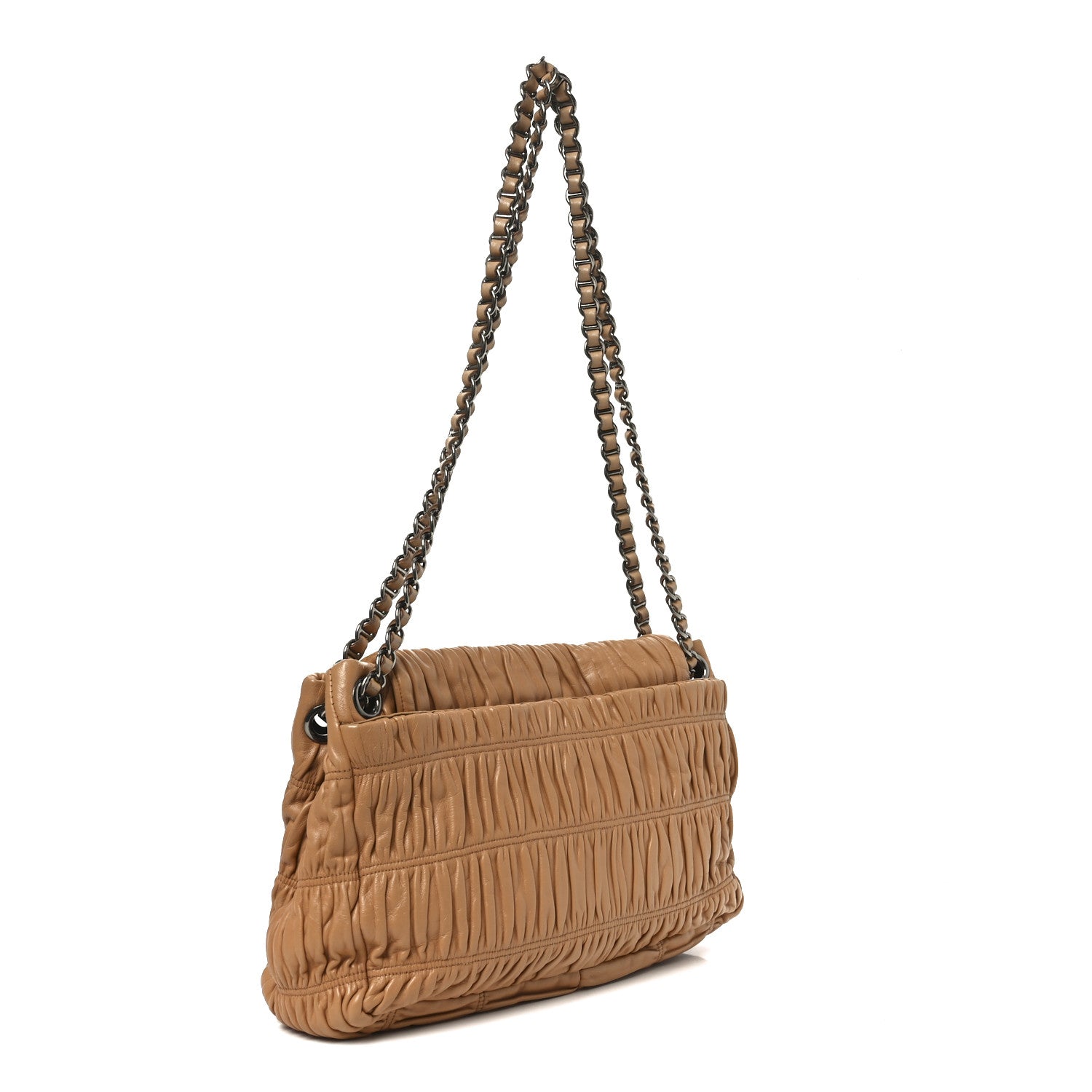Prada Nappa Gaufre Flap Chain Shoulder Bag Beige 5 of 17