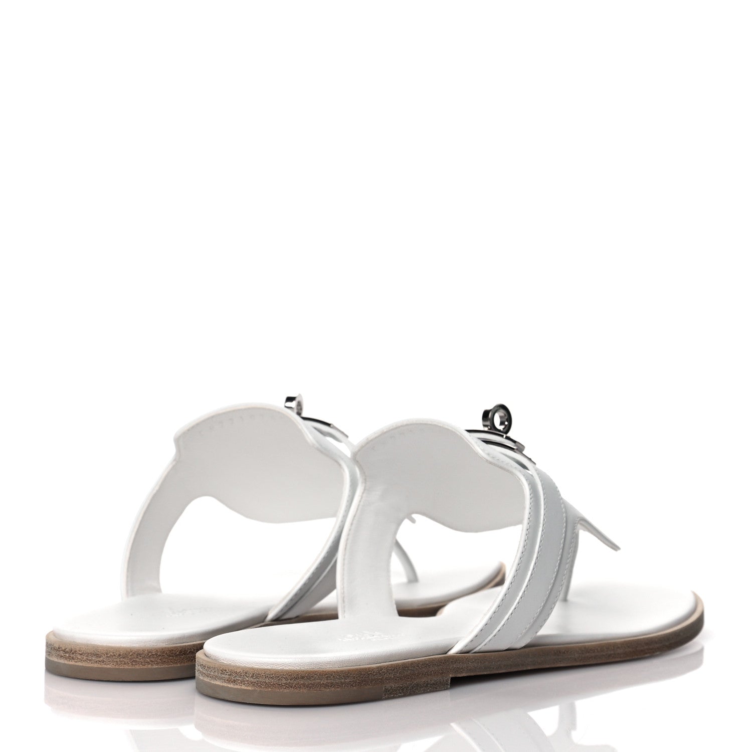 Hermes Calfskin Womens Elixir Sandals 37 White 4 of 8