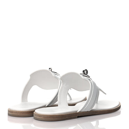 Hermes Calfskin Womens Elixir Sandals 37 White 4 of 8
