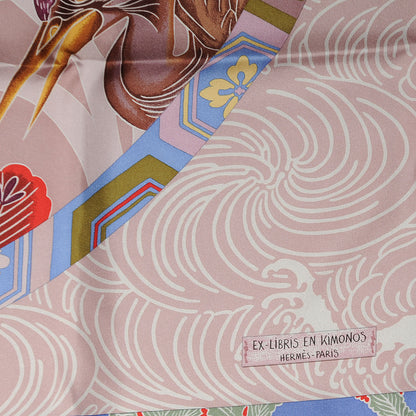 Hermes Silk Ex Libris En Monogram Kimonos 90 Scarf Rose Poudre 3 of 5